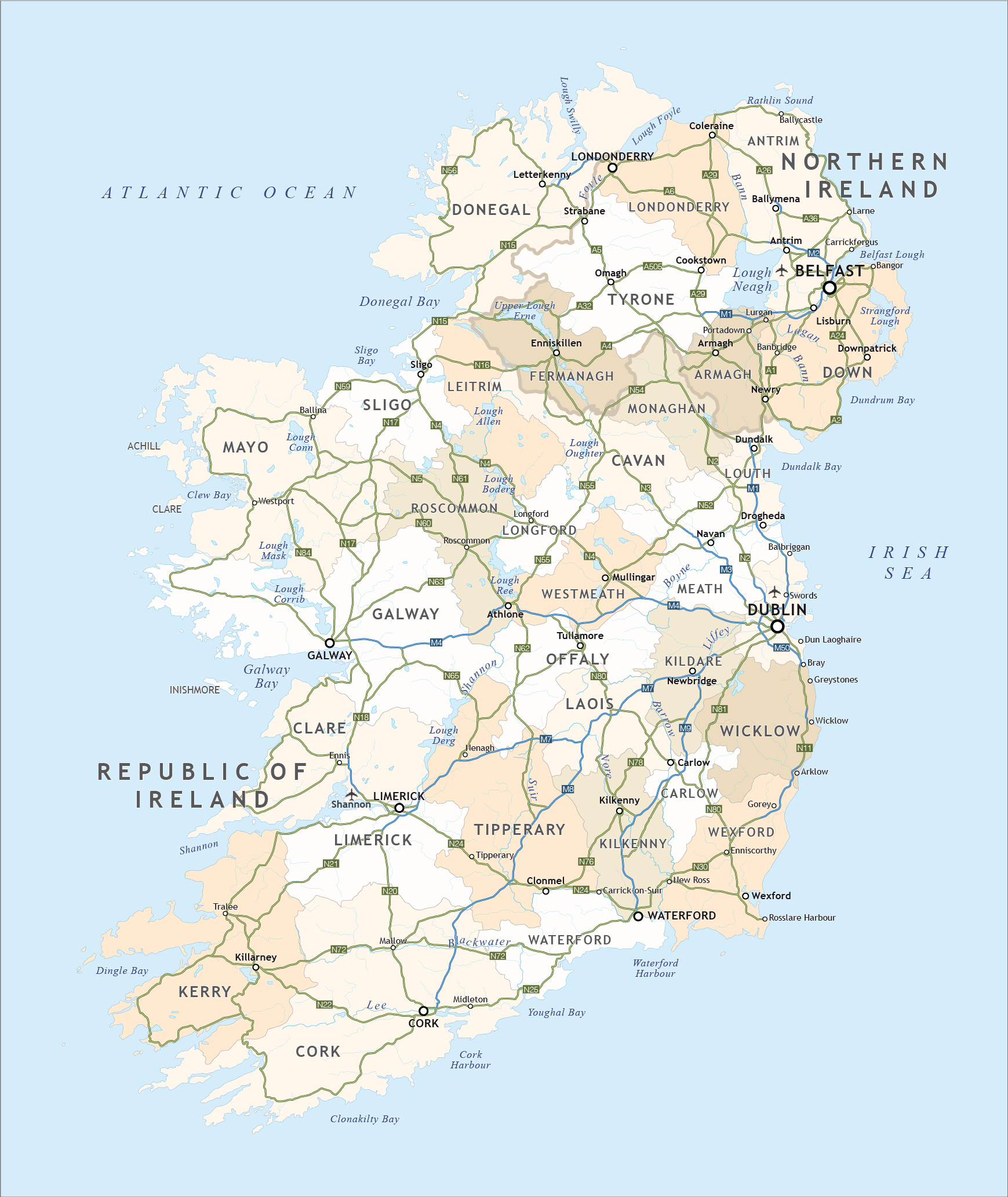road-map-of-ireland-with-towns