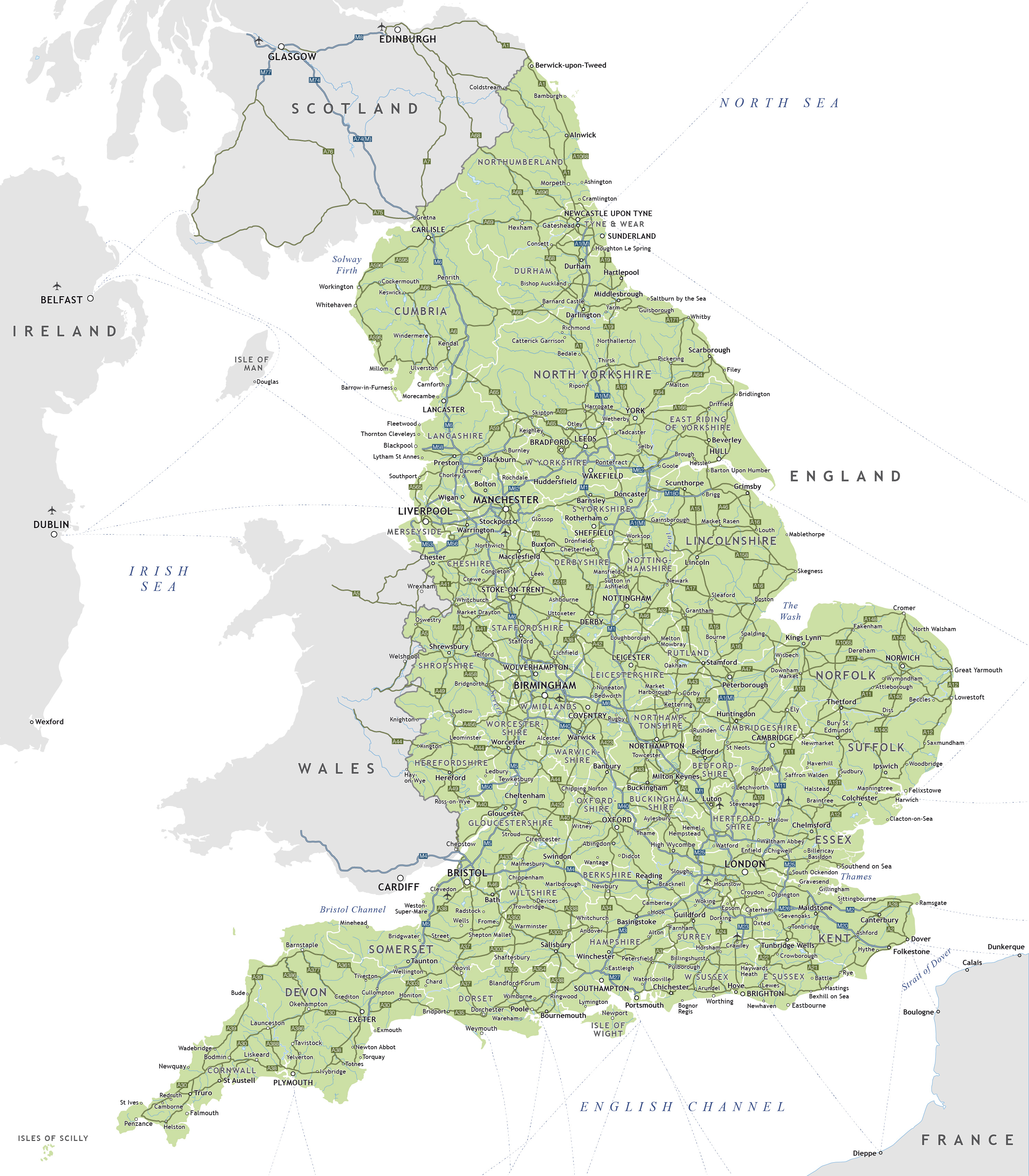 England political map - royalty free editable vector map - Maproom