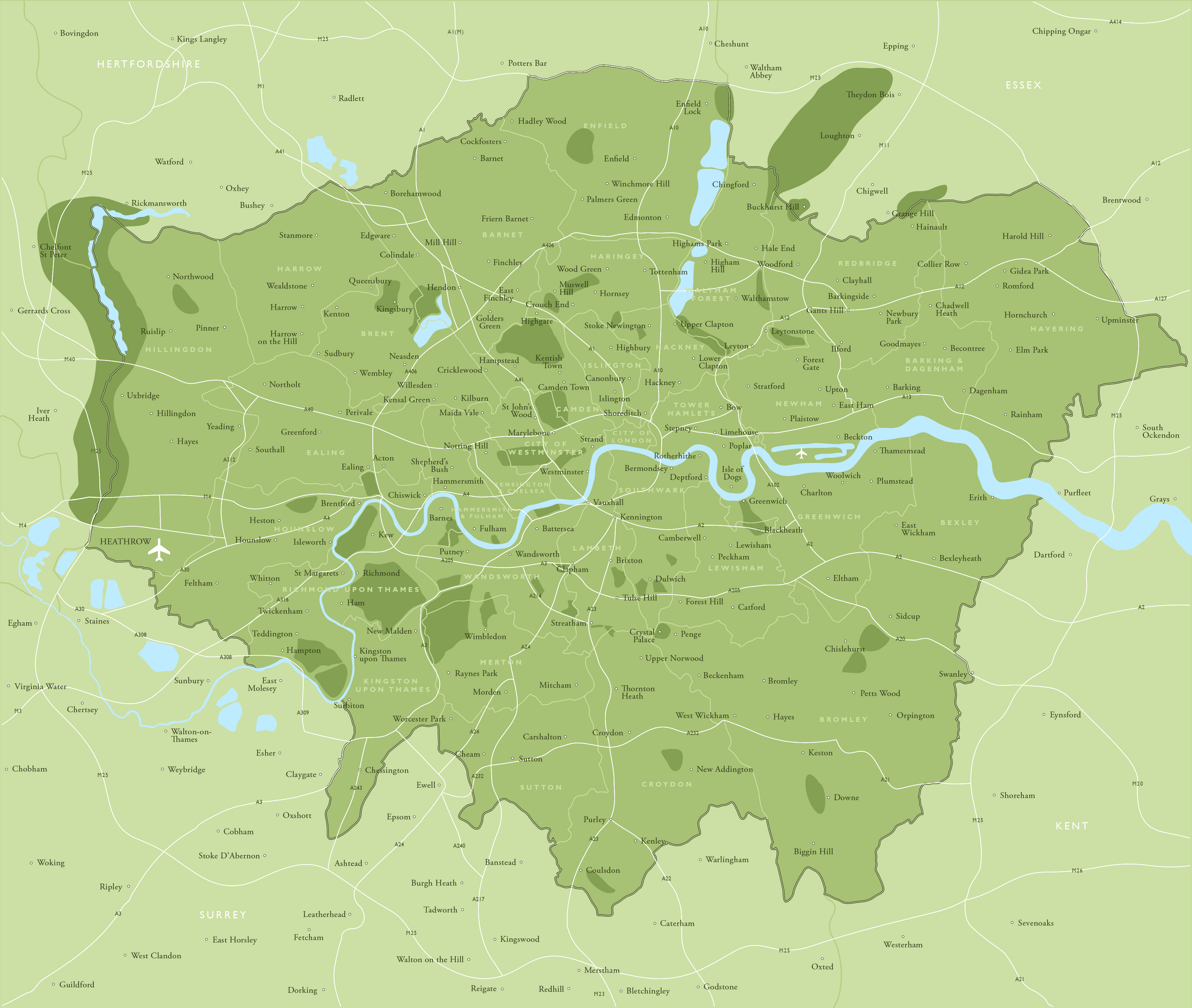 Map Of Greater London Districts And Boroughs Maproom