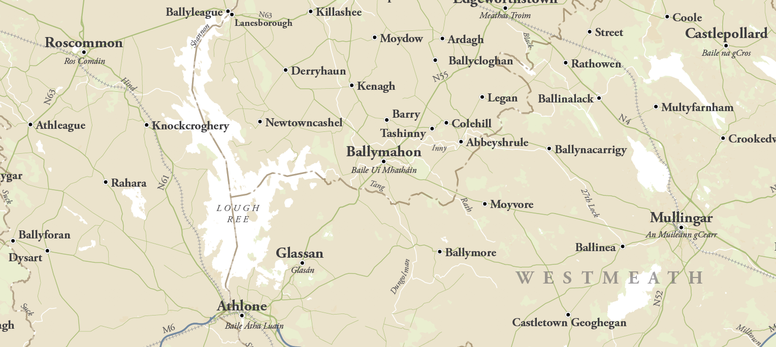 Ireland map with editable font