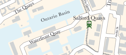 Map of Salford Quays, Manchester detail