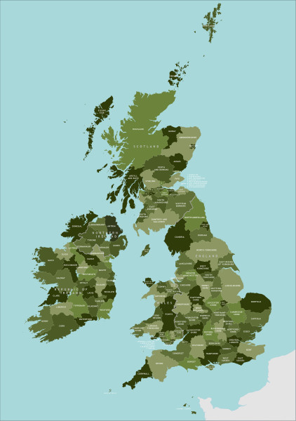 British and Irish counties map
