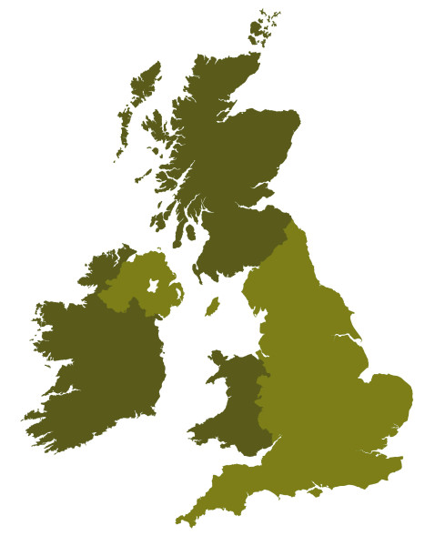 Simple outline map of Britain and Ireland