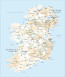 Map of Ireland with counties, roads, towns preview