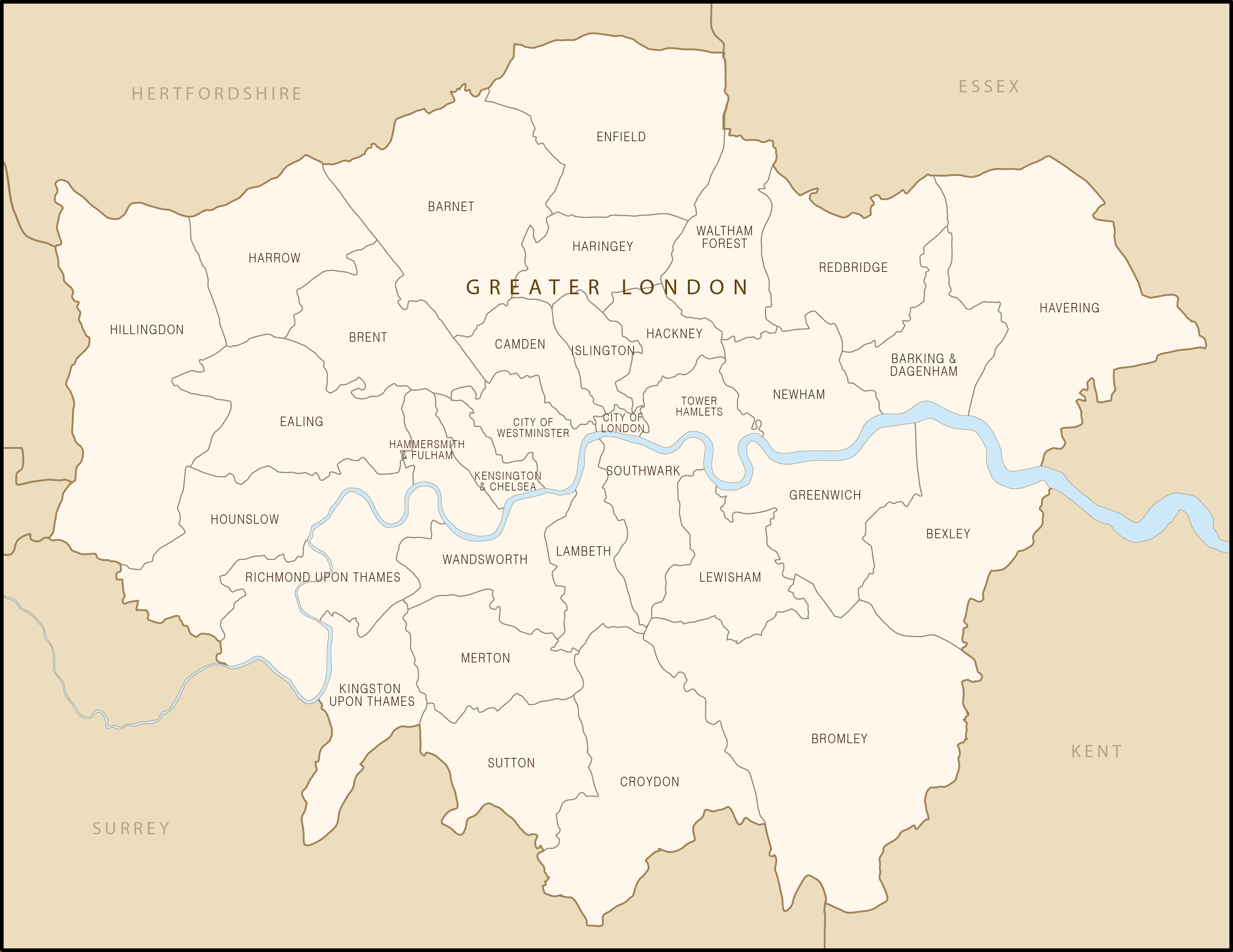 Map Of London Boroughs Royalty Free Editable Vector Map Maproom Map Of London Boroughs Royalty Free Editable Vector Map Maproom