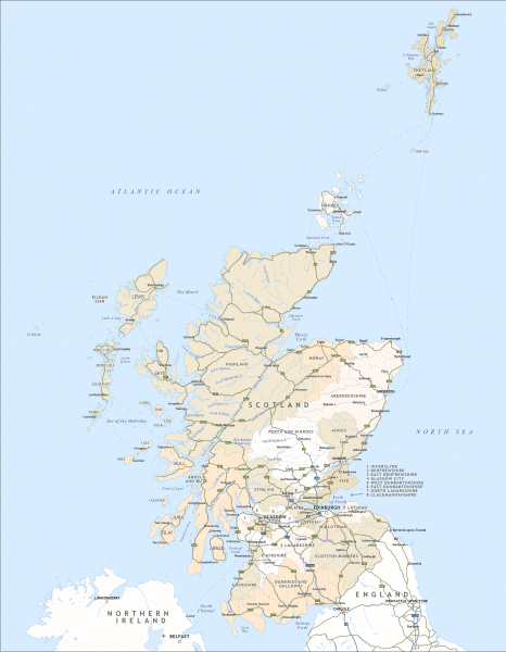 Political map of Scotland - royalty free editable vector map - Maproom