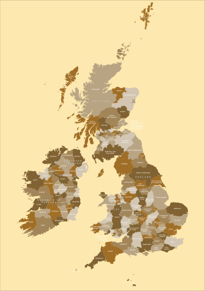 Editable vector map of British counties
