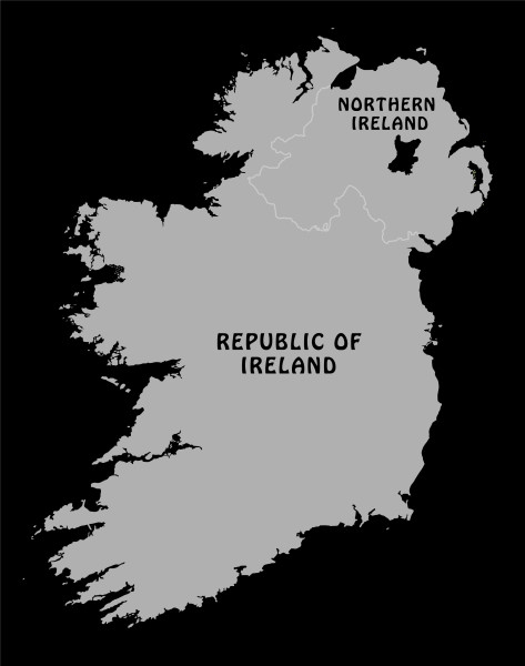 Editable vector map of Ireland coast