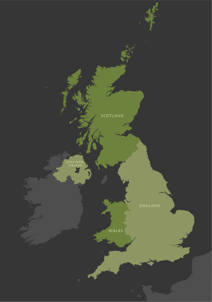 Editable vector map of UK outline