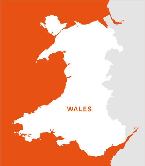 Editable vector map of Wales