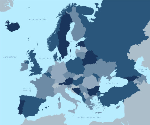 Map of Europe with country outlines