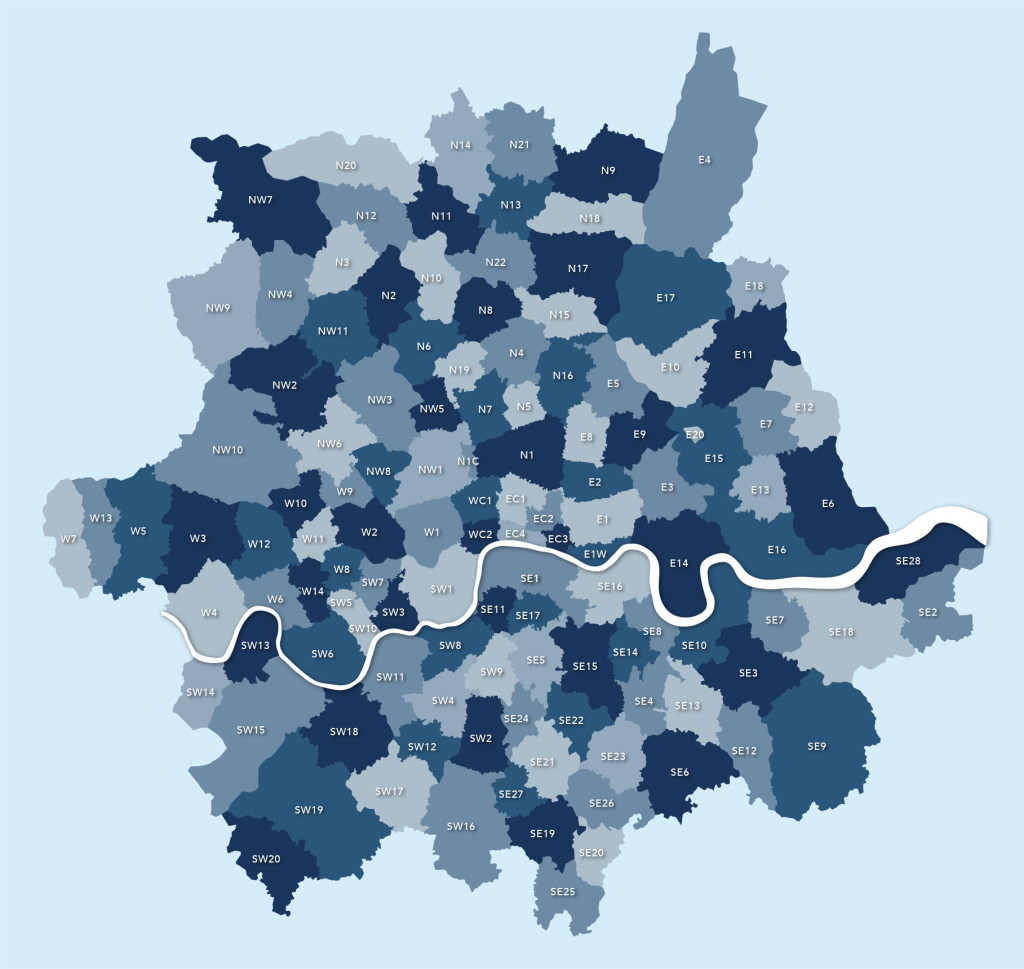 London postcodes map – Maproom