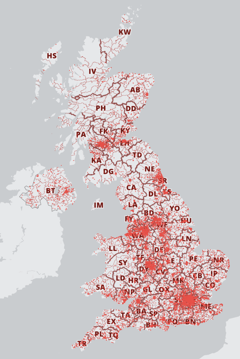 10k unclustered postcodes – Maproom