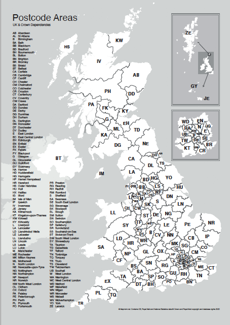 Uk Map By Post Code - New River Kayaking Map