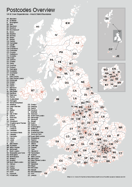 A format postcodes overview map preview