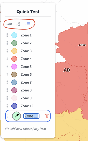 Alphabetical sort button