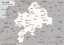 BA postcode districts map preview