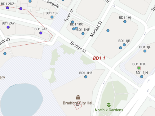 BD dynamic postcodes detail
