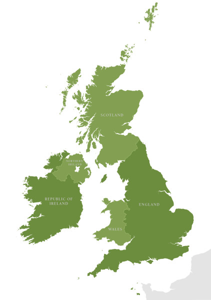 Editable vector map of Britain and Ireland outline