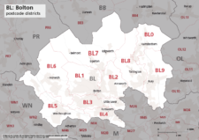 BL postcode districts map preview