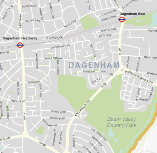 Barking and Dagenham map detail