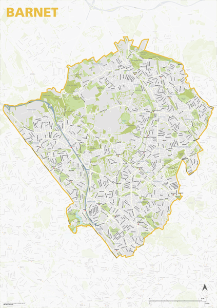 map of the London Borough of Barnet