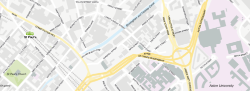 Birmingham City Centre map zoom sample