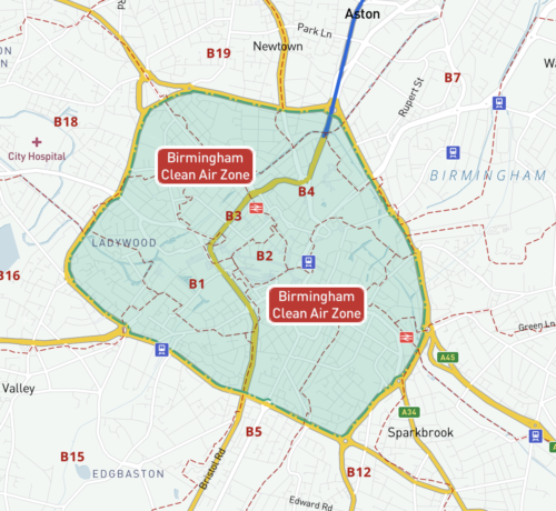 Birmingham Clean Air Zone dynamic map preview
