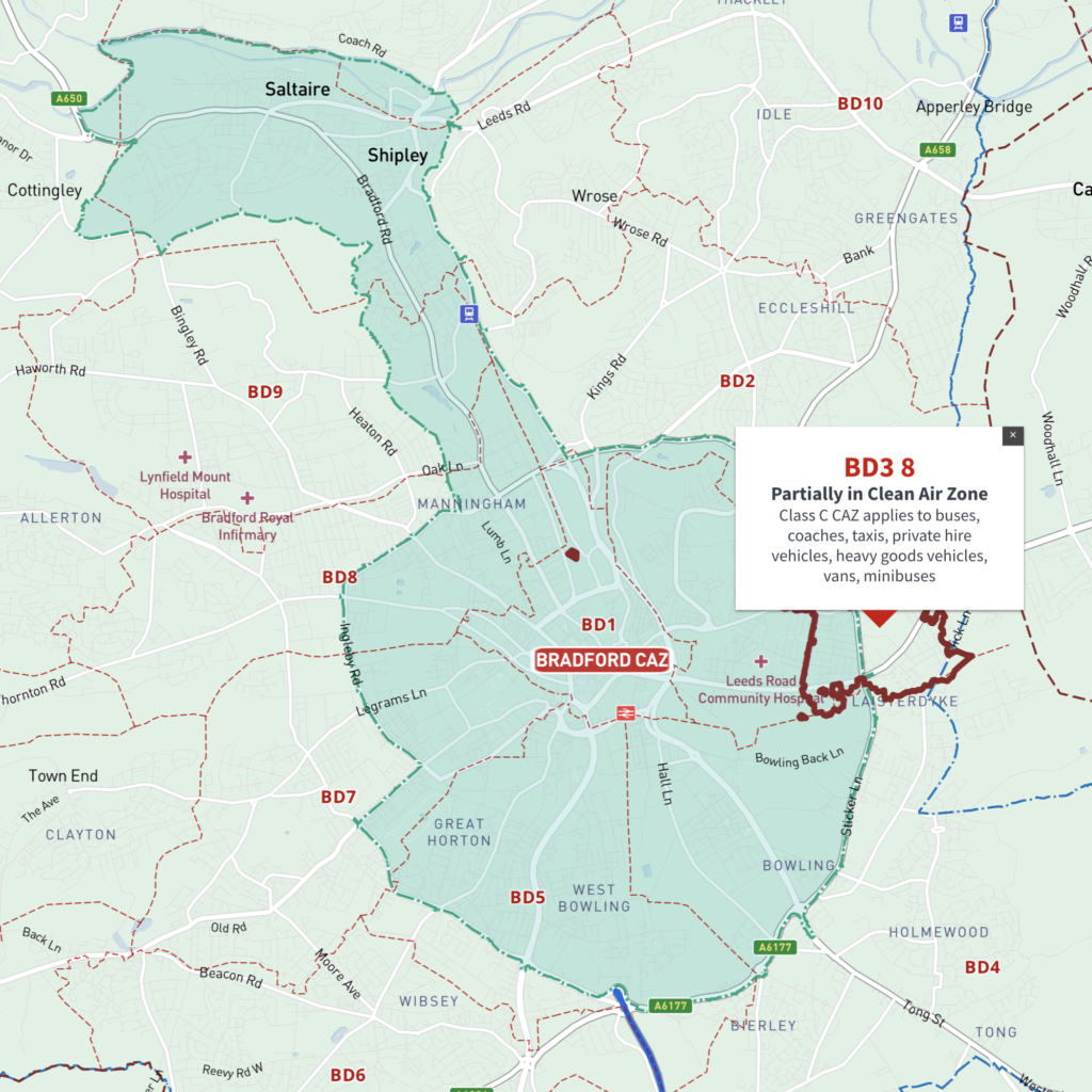 Bradford Postcode Area Map - Ashien Nikaniki