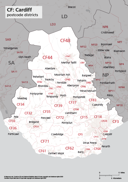 CF postcode districts map preview