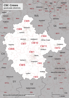 CW postcode districts map preview