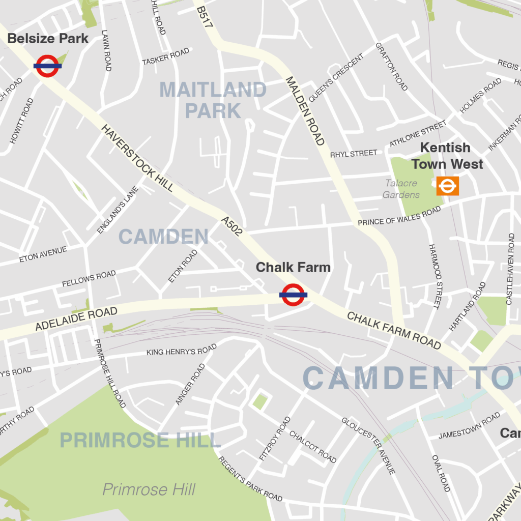detail section of Camden borough map