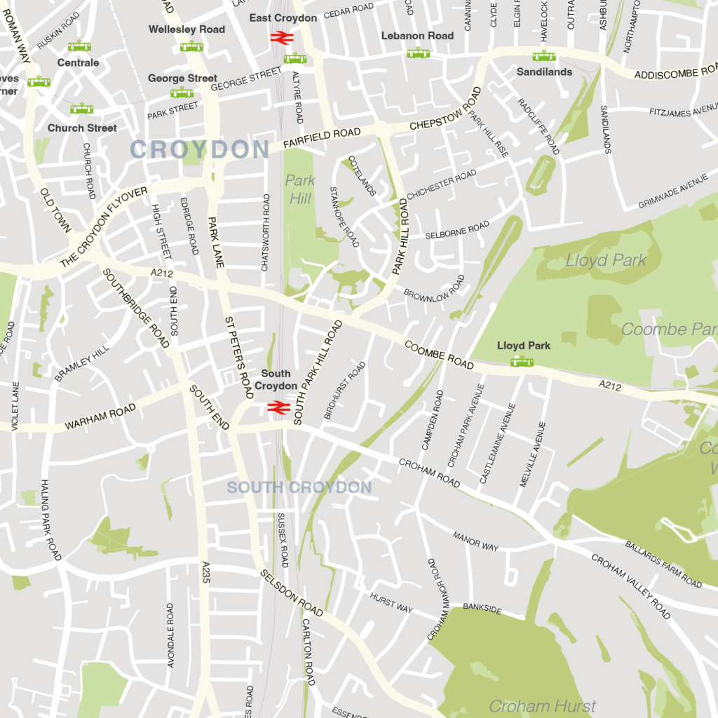 Croydon borough map (detail)