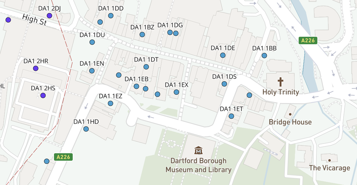 DA dynamic postcodes detail