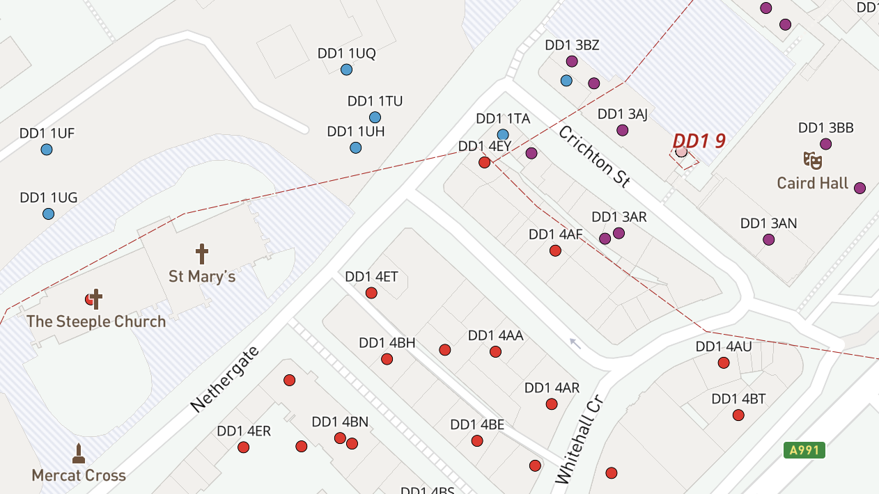 DD dynamic postcodes detail