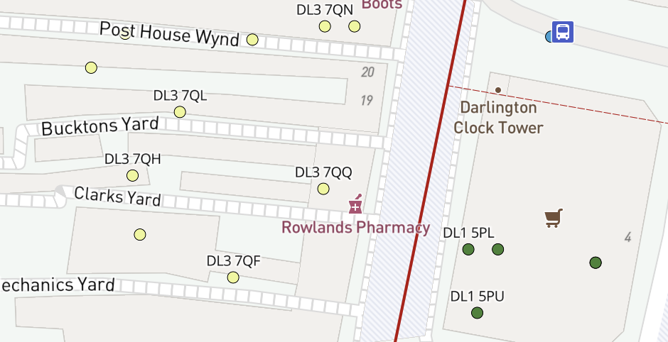 DL dynamic postcodes detail