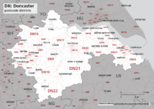 DN postcode districts map preview