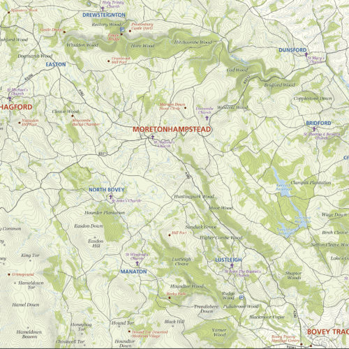 cropped in details of the Dartmoor map