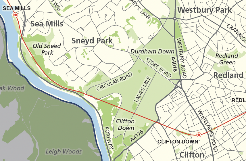 Detail from Bristol county map