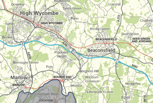 Detail from Buckinghamshire county map