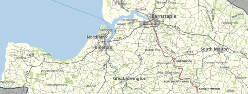 Detail from Devon county map