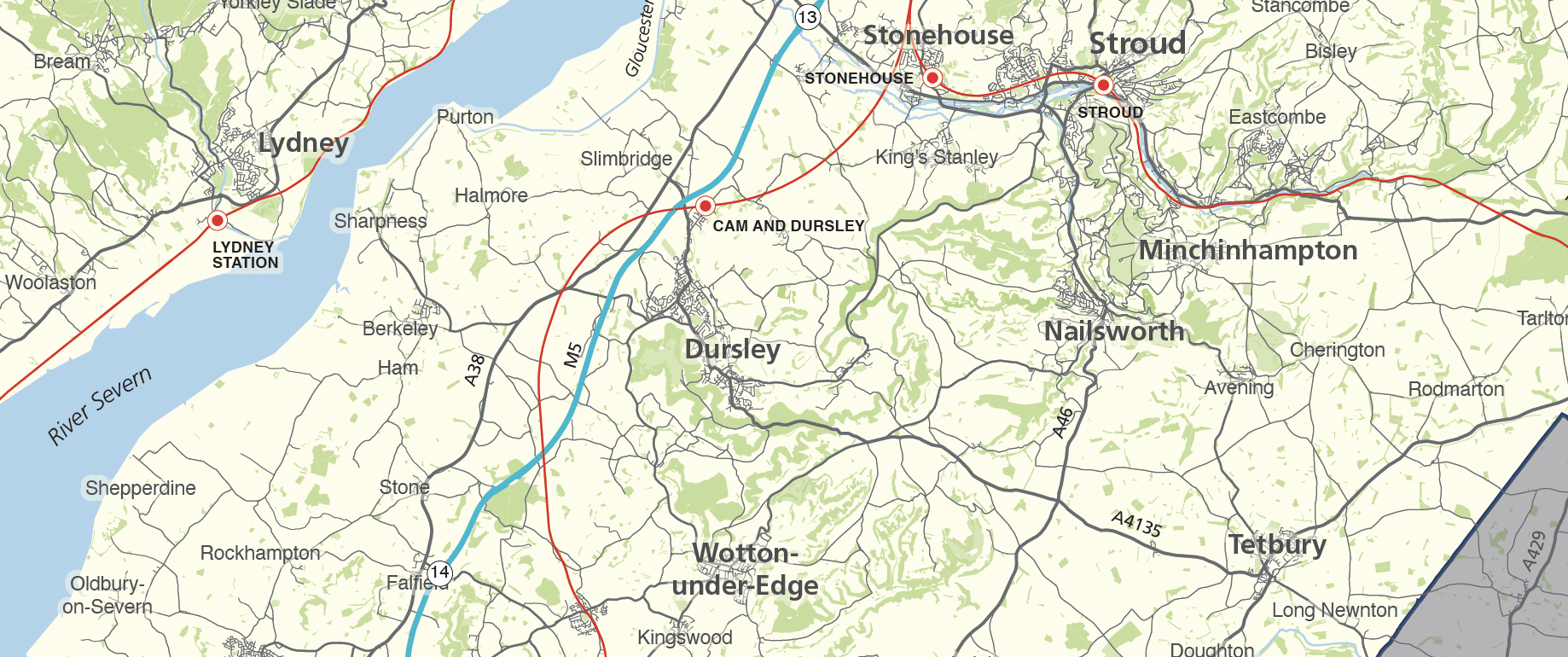 Detail from Gloucestershire county map
