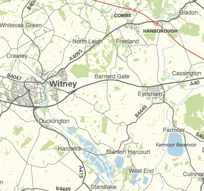 Detail from Oxfordshire county map