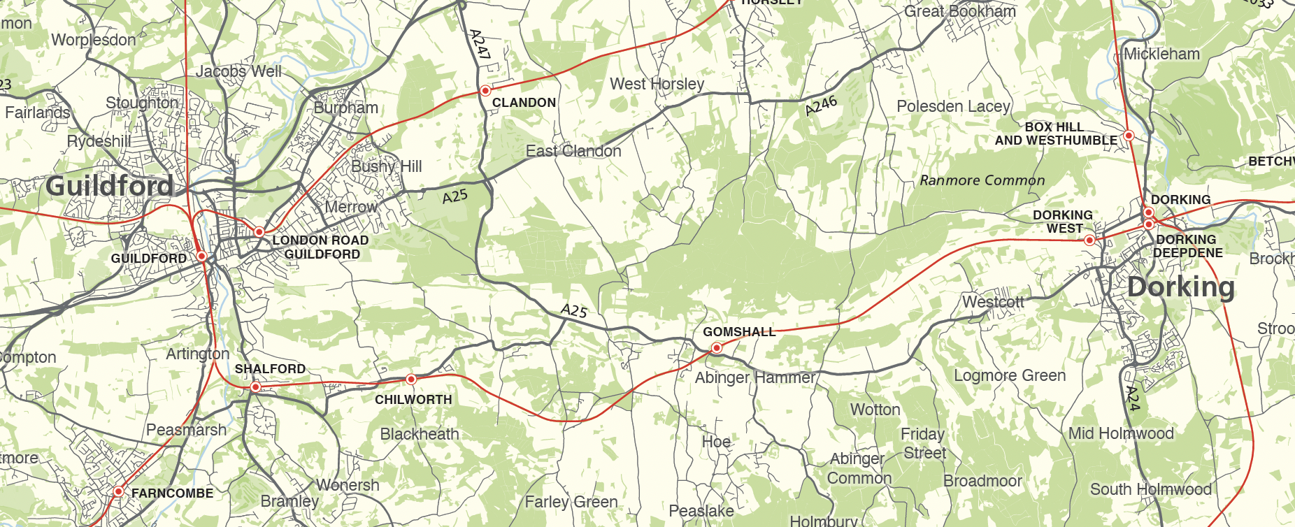 Detail from Surrey county map