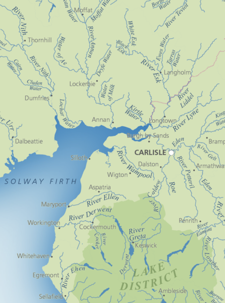 A small detail from the master Britain and Ireland rivers and lakes map