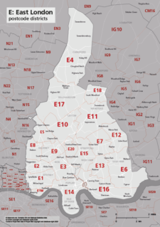 E postcode districts map preview