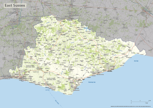 East Sussex county map preview