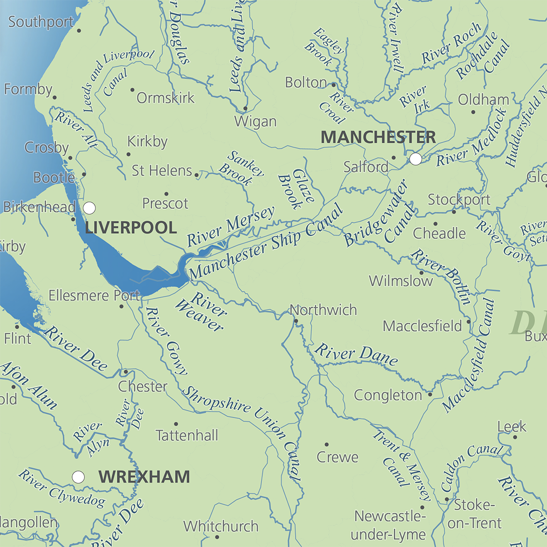 Detail of the English and Welsh Rivers map