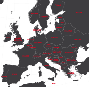Map of Europe with country outlines