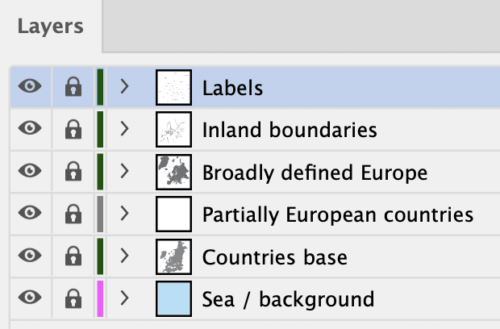 Europe editable map layers